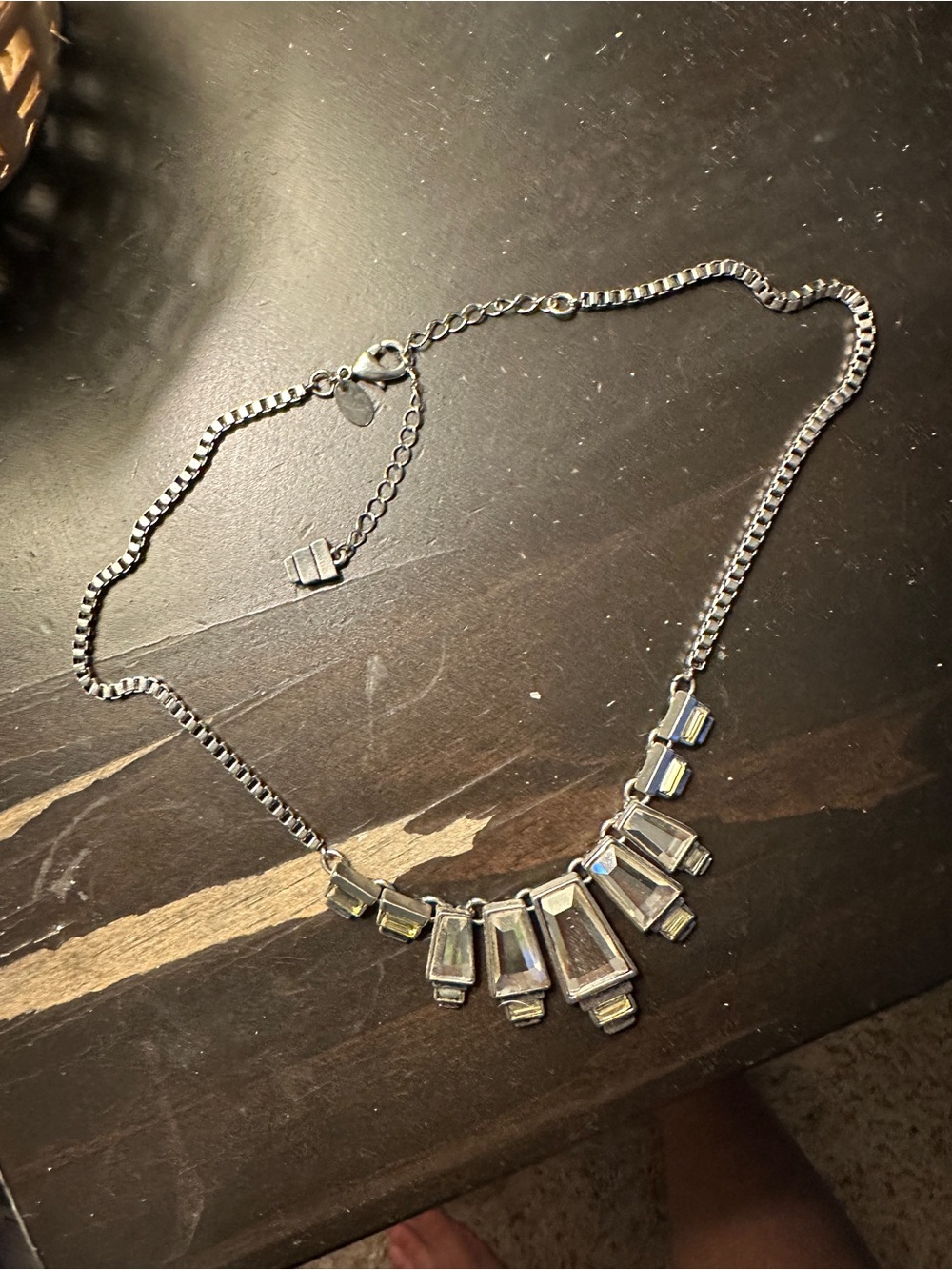 Lia Sophia Silver Geometric Statement Necklace - Elegant Women Jewelry